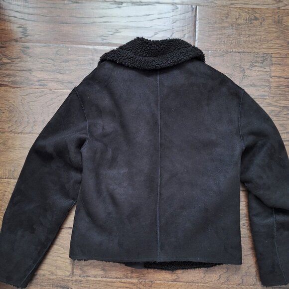 H&M Black Faux Suede Jacket with Sherpa Lining - Picture 9 of 9